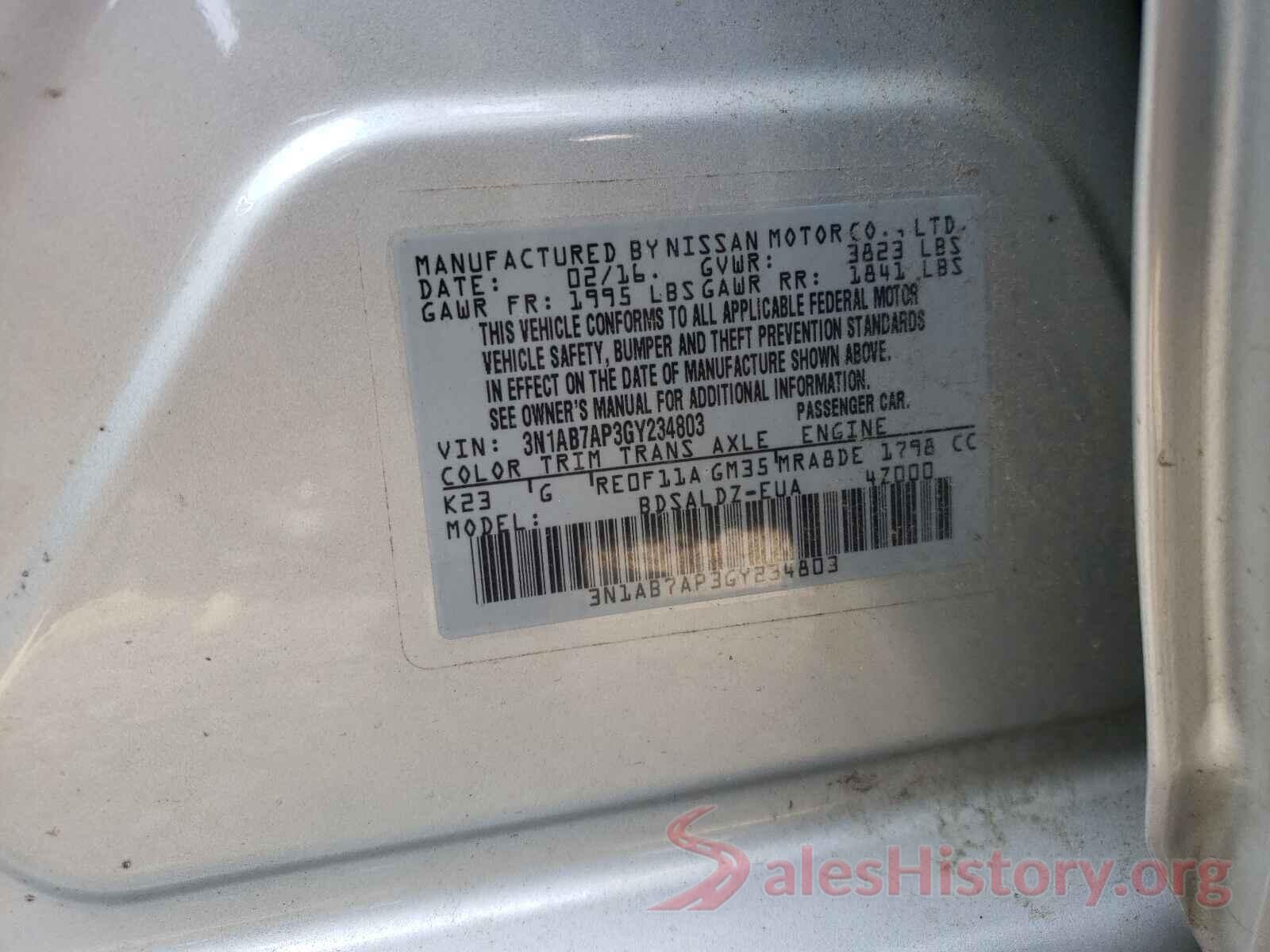 3N1AB7AP3GY234803 2016 NISSAN SENTRA