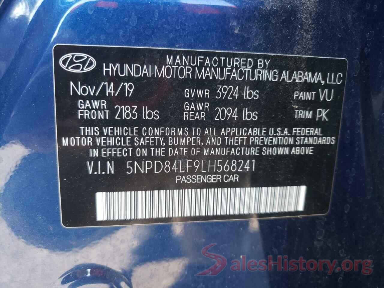 5NPD84LF9LH568241 2020 HYUNDAI ELANTRA