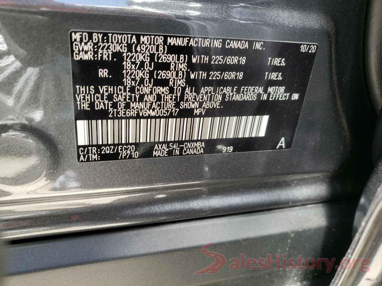 2T3E6RFV6MW005717 2021 TOYOTA RAV4