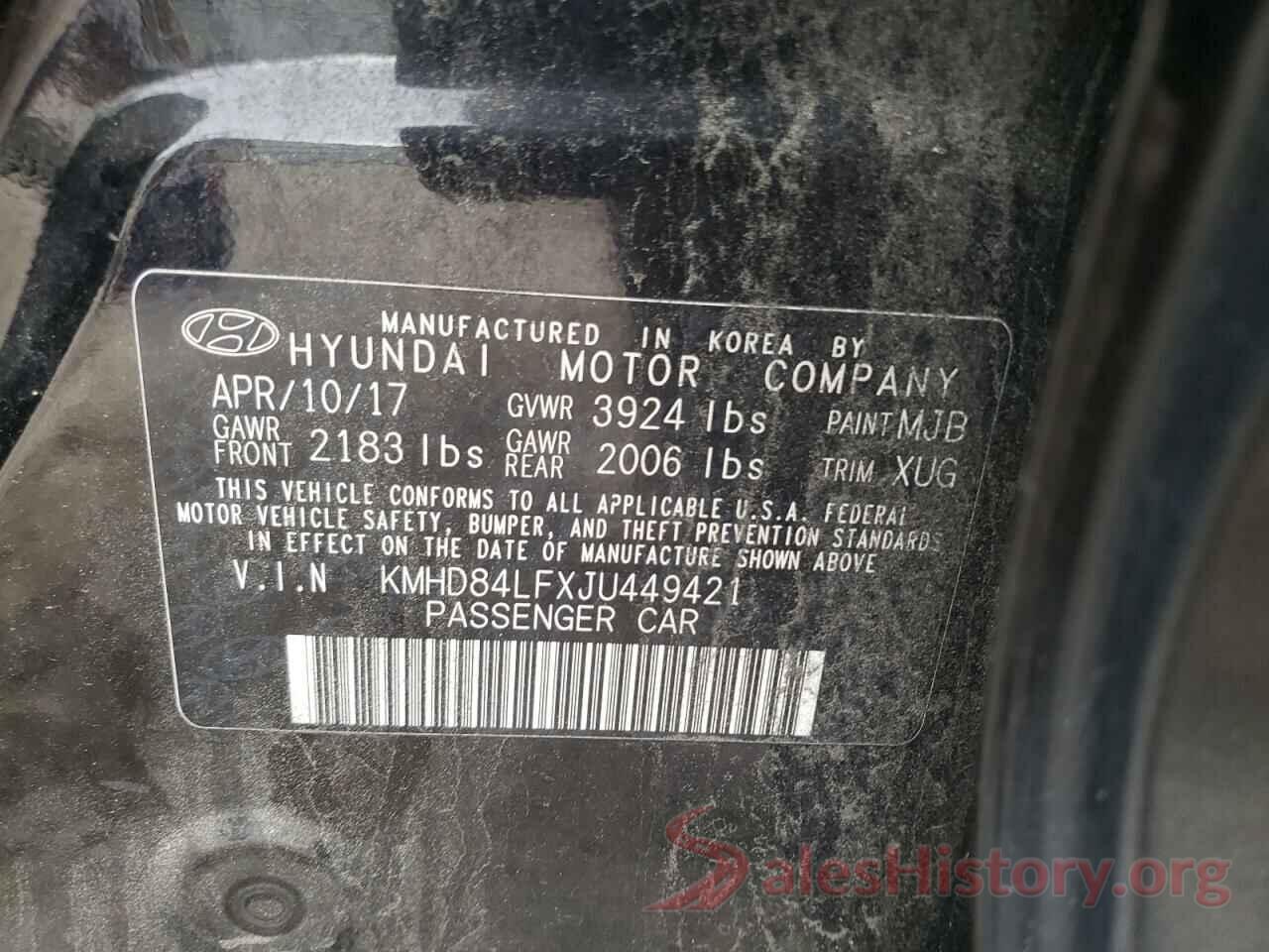 KMHD84LFXJU449421 2018 HYUNDAI ELANTRA