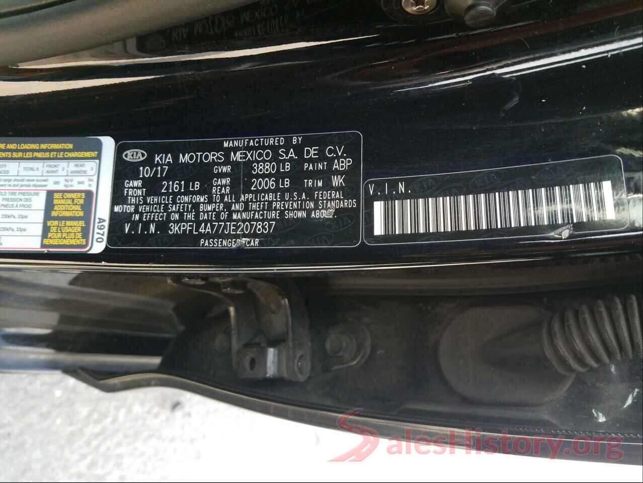 3KPFL4A77JE207837 2018 KIA FORTE