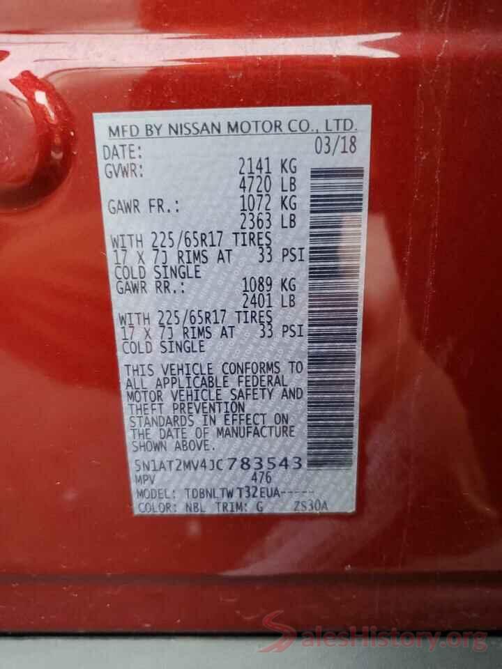 5N1AT2MV4JC783543 2018 NISSAN ROGUE