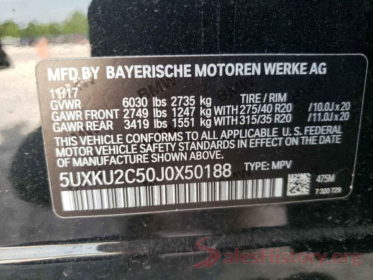 5UXKU2C50J0X50188 2018 BMW X6