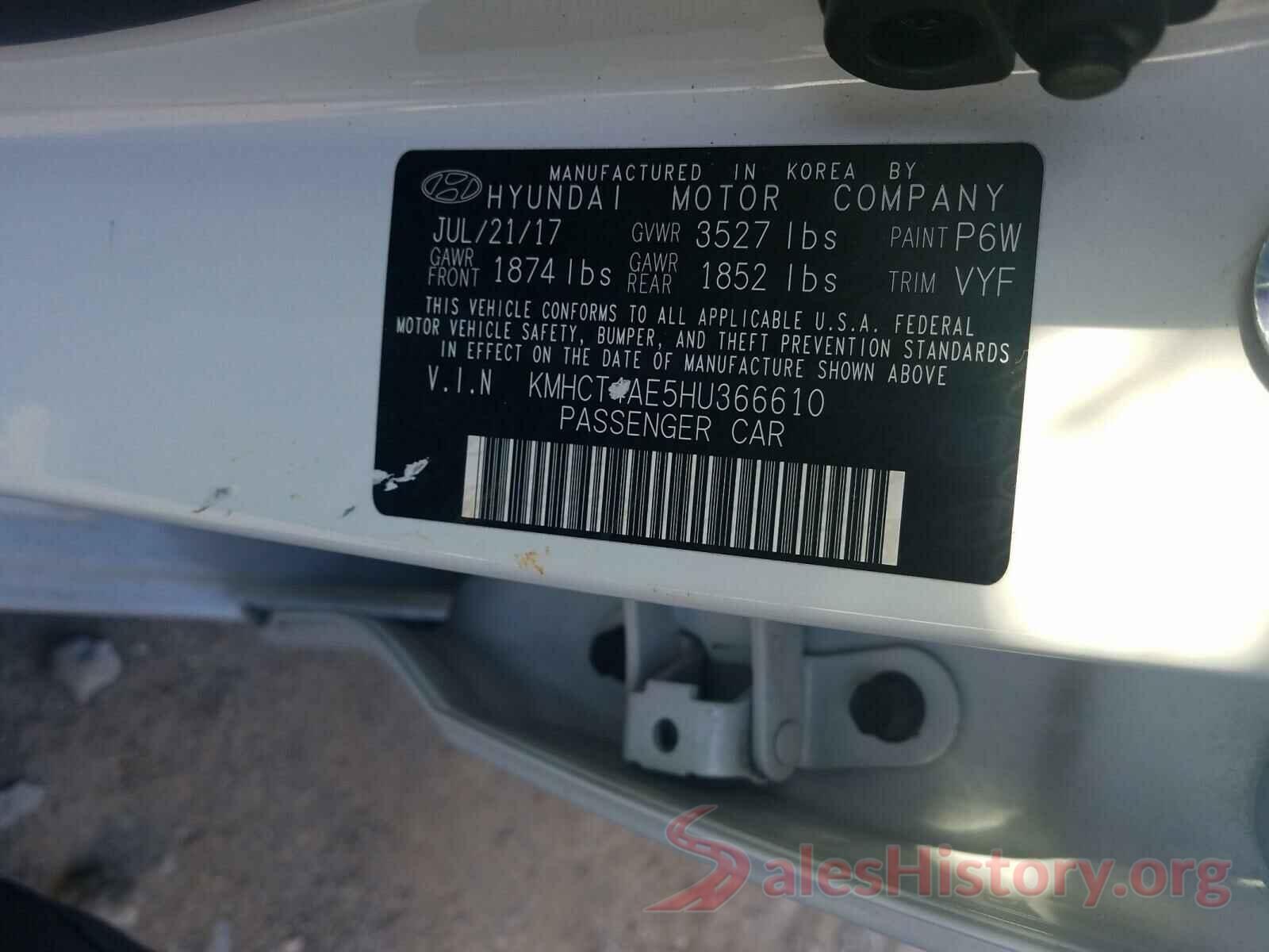 KMHCT4AE5HU366610 2017 HYUNDAI ACCENT