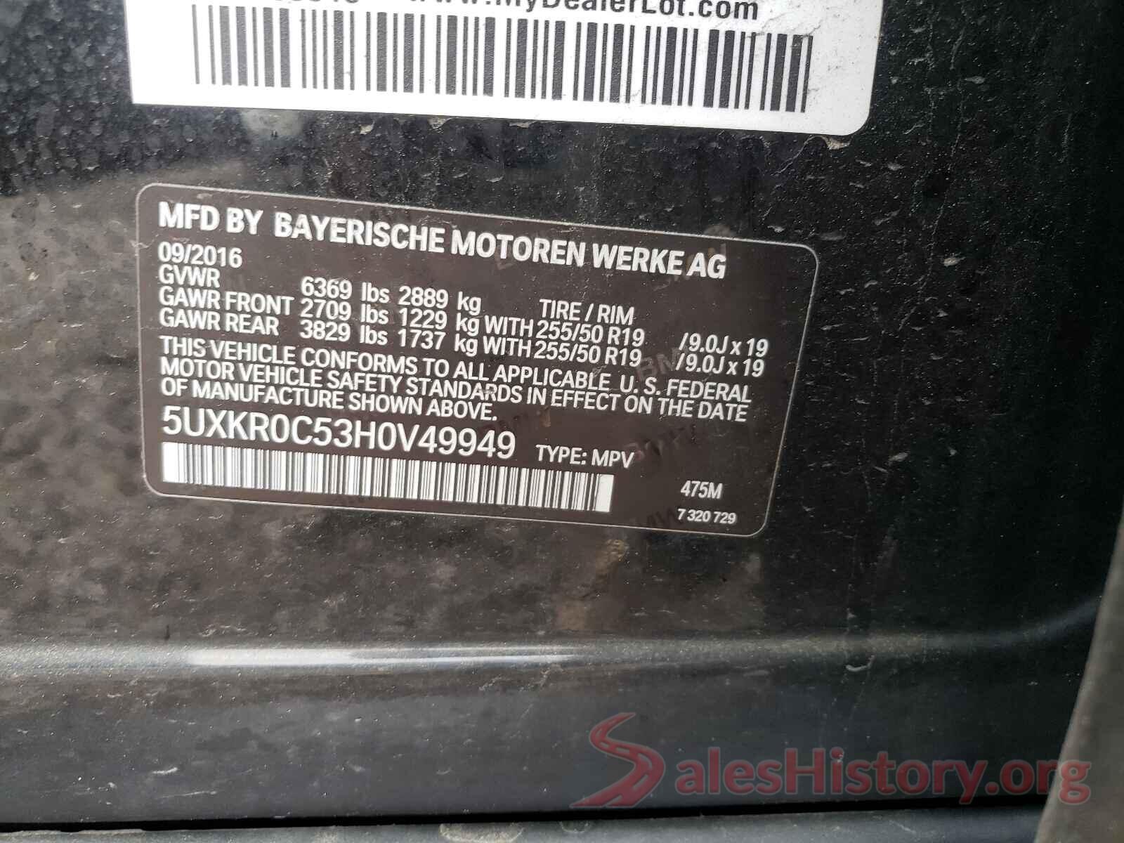 5UXKR0C53H0V49949 2017 BMW X5