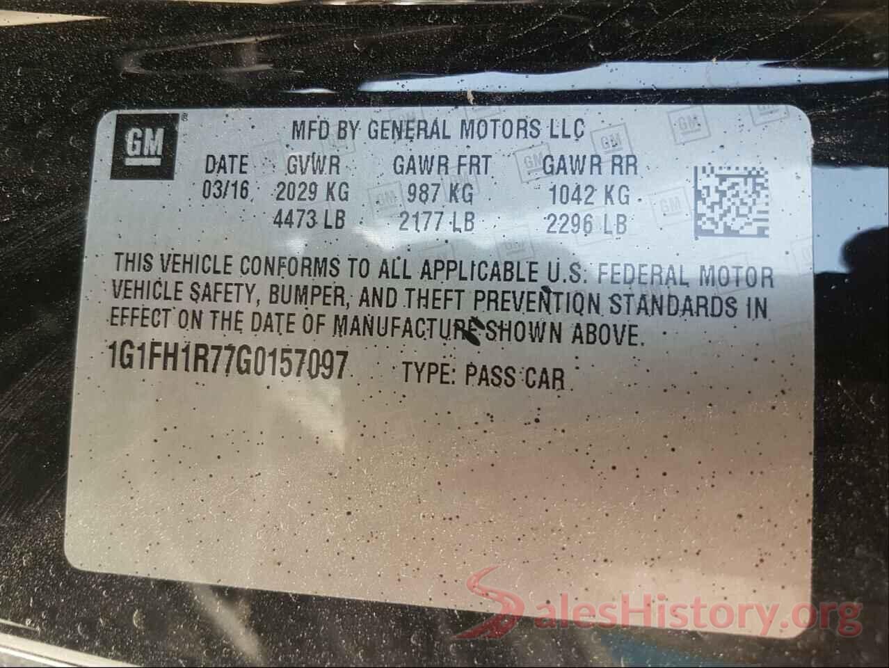 1G1FH1R77G0157097 2016 CHEVROLET CAMARO