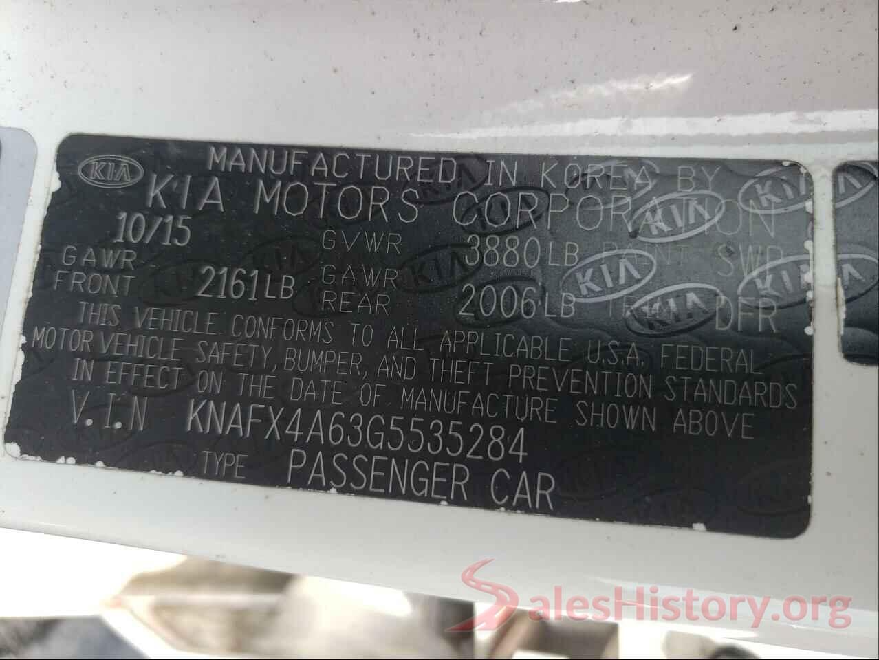 KNAFX4A63G5535284 2016 KIA FORTE