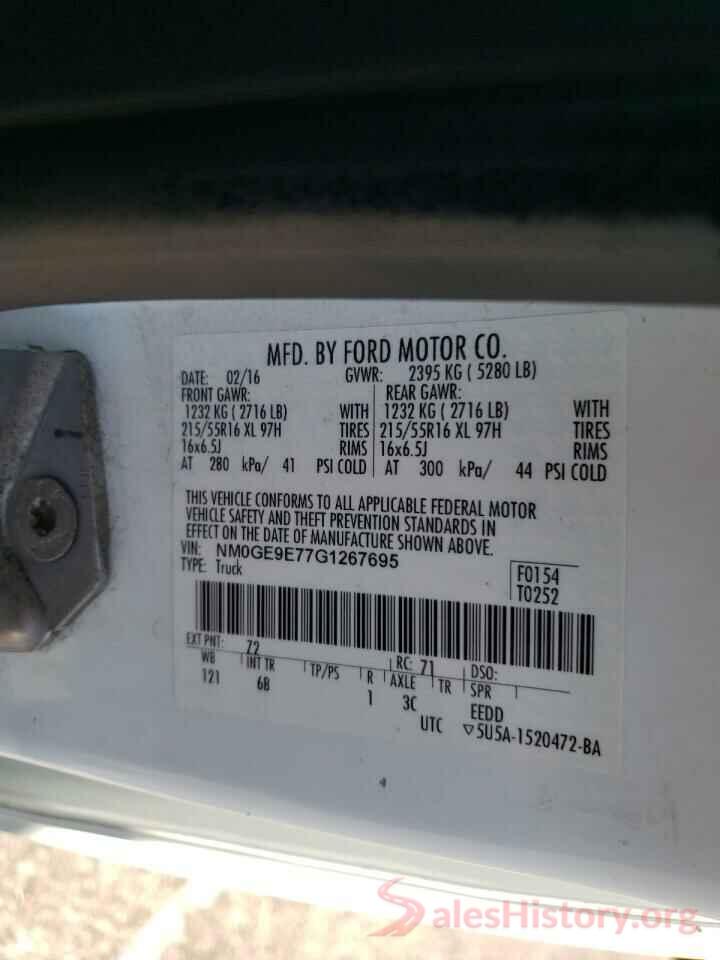 NM0GE9E77G1267695 2016 FORD TRANSIT CO