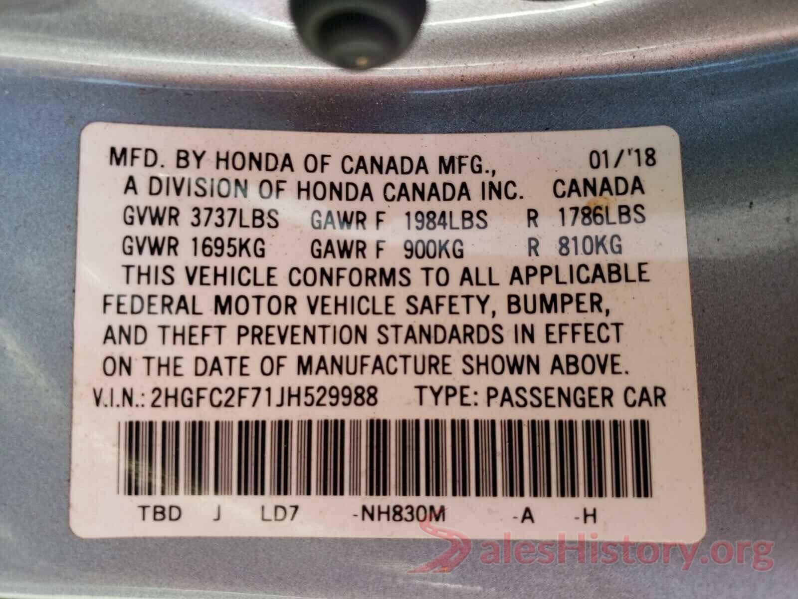 2HGFC2F71JH529988 2018 HONDA CIVIC