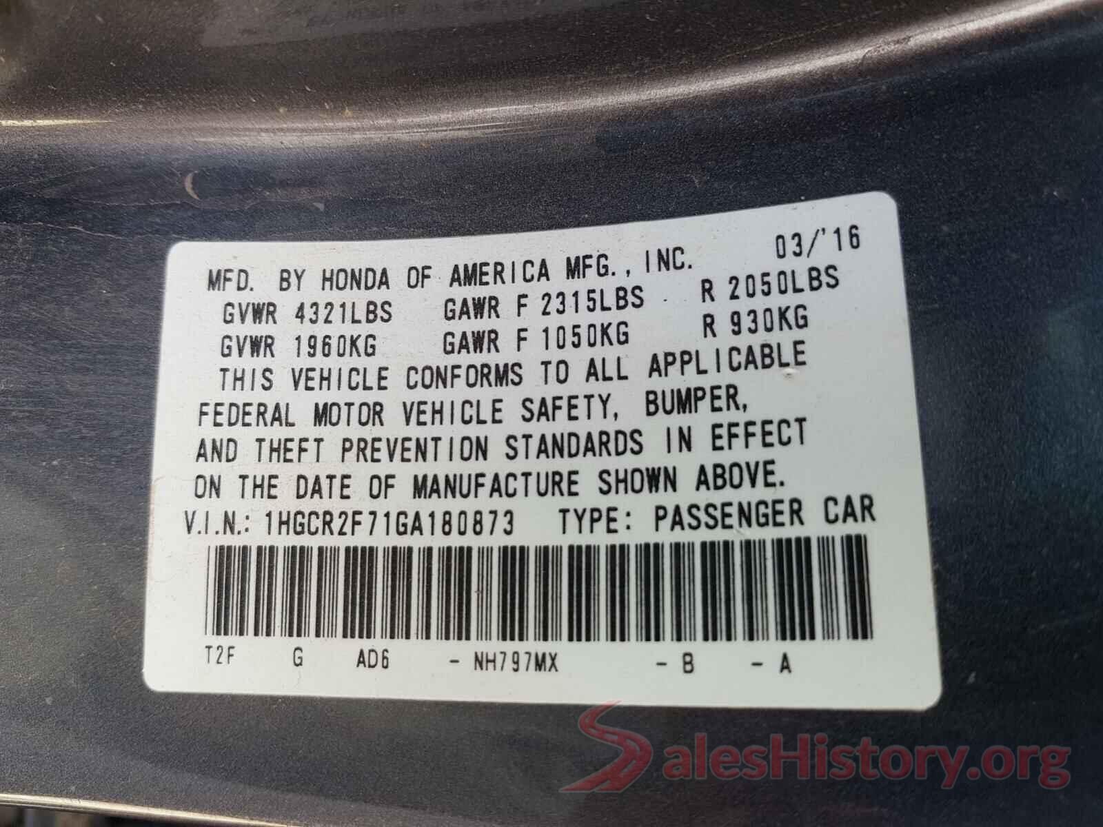 1HGCR2F71GA180873 2016 HONDA ACCORD