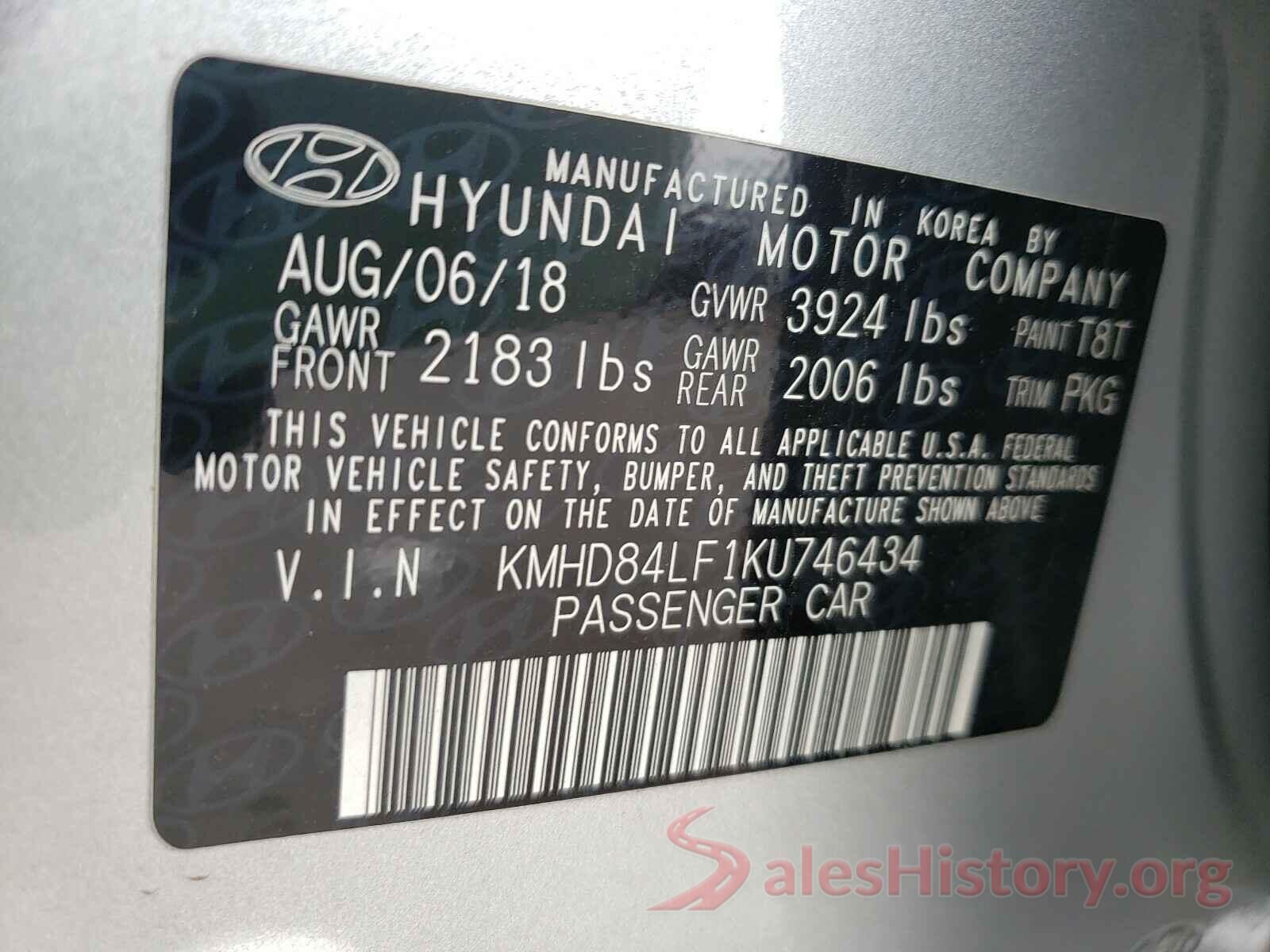 KMHD84LF1KU746434 2019 HYUNDAI ELANTRA