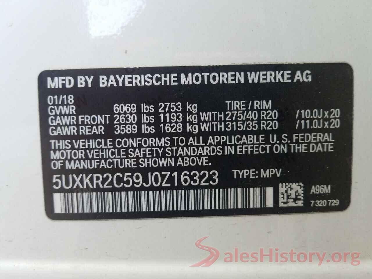 5UXKR2C59J0Z16323 2018 BMW X5