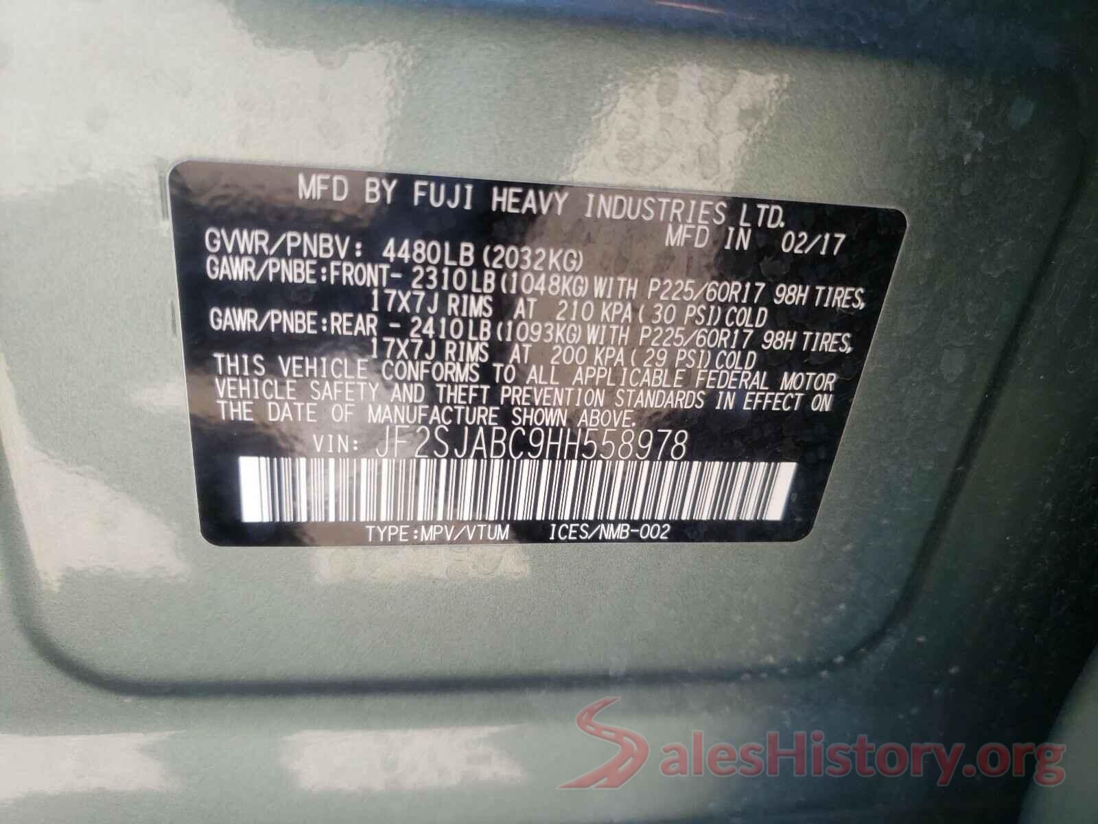 JF2SJABC9HH558978 2017 SUBARU FORESTER