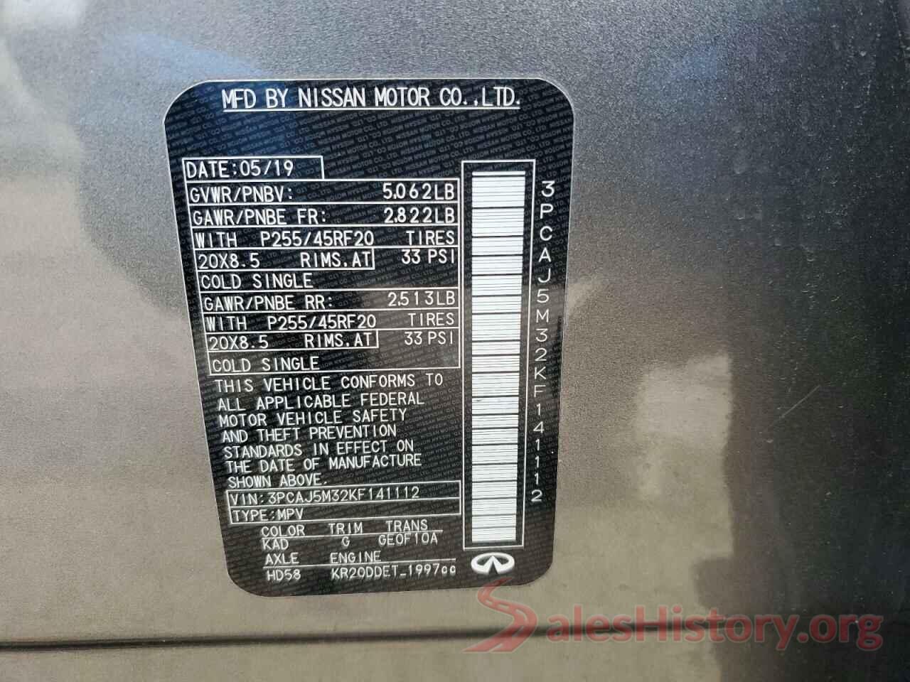 3PCAJ5M32KF141112 2019 INFINITI QX50