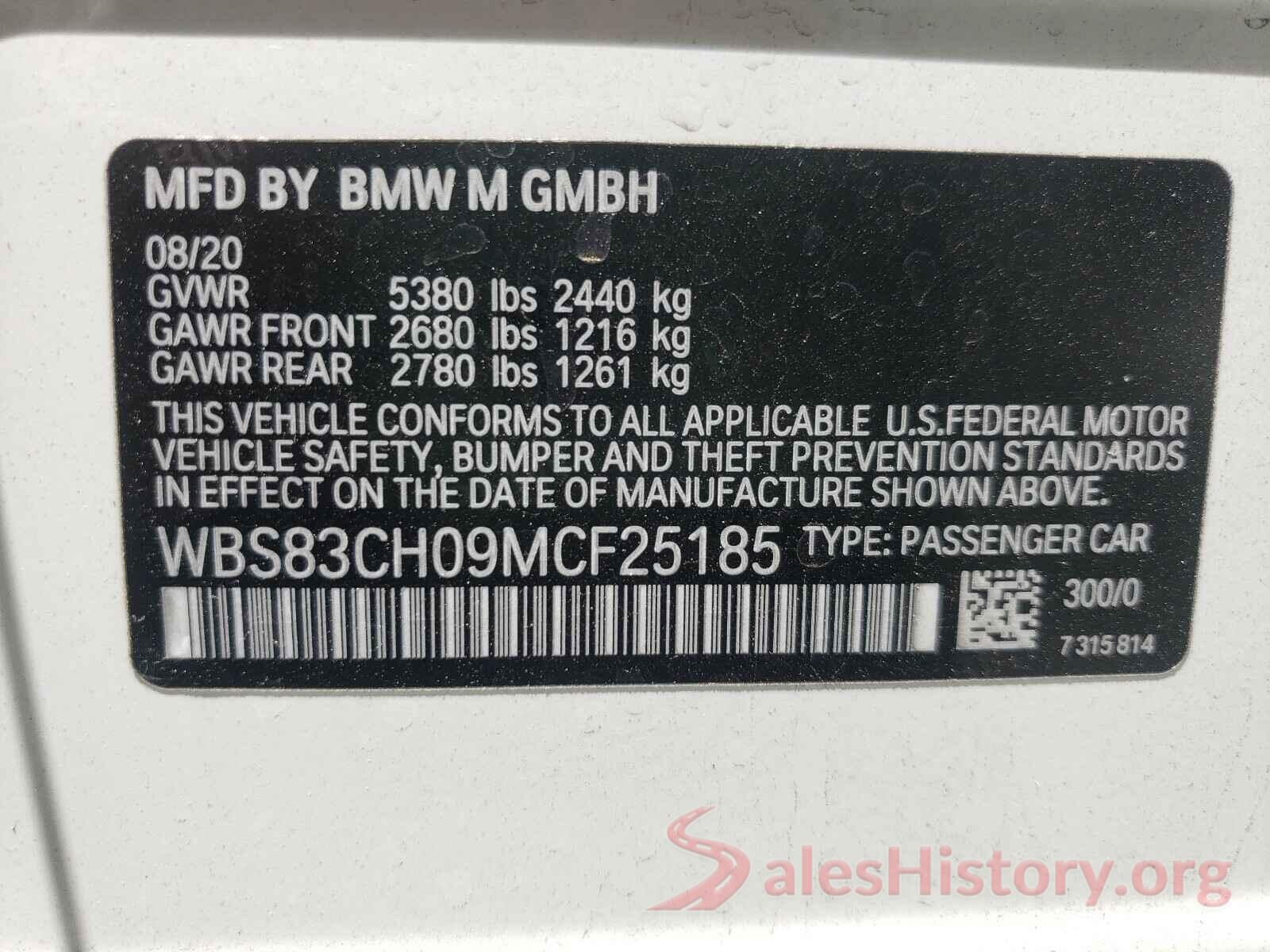 WBS83CH09MCF25185 2021 BMW M5