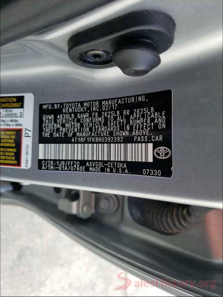 4T1BF1FK8HU392392 2017 TOYOTA CAMRY