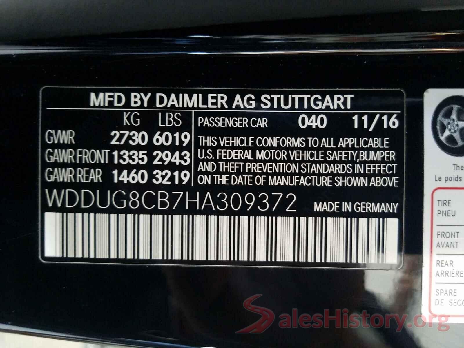 WDDUG8CB7HA309372 2017 MERCEDES-BENZ S CLASS