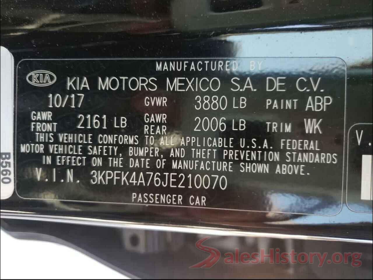 3KPFK4A76JE210070 2018 KIA FORTE