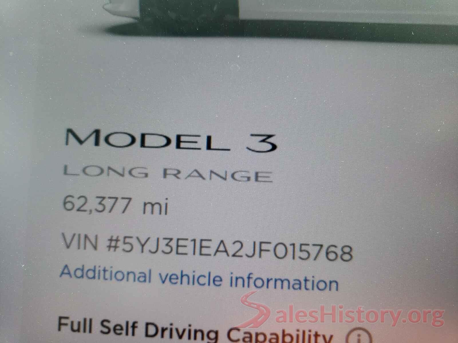 5YJ3E1EA2JF015768 2018 TESLA MODEL 3