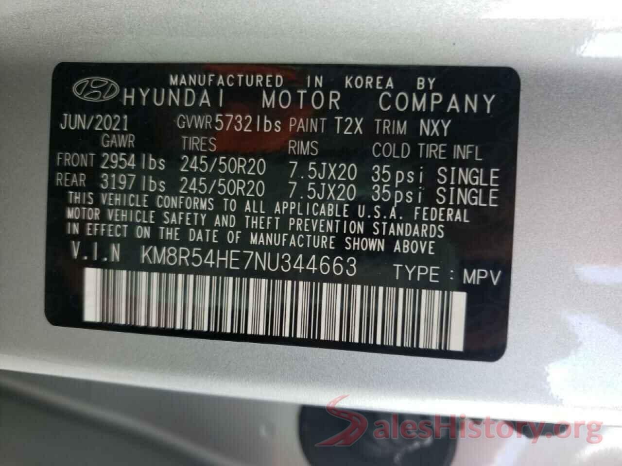 KM8R54HE7NU344663 2022 HYUNDAI PALISADE