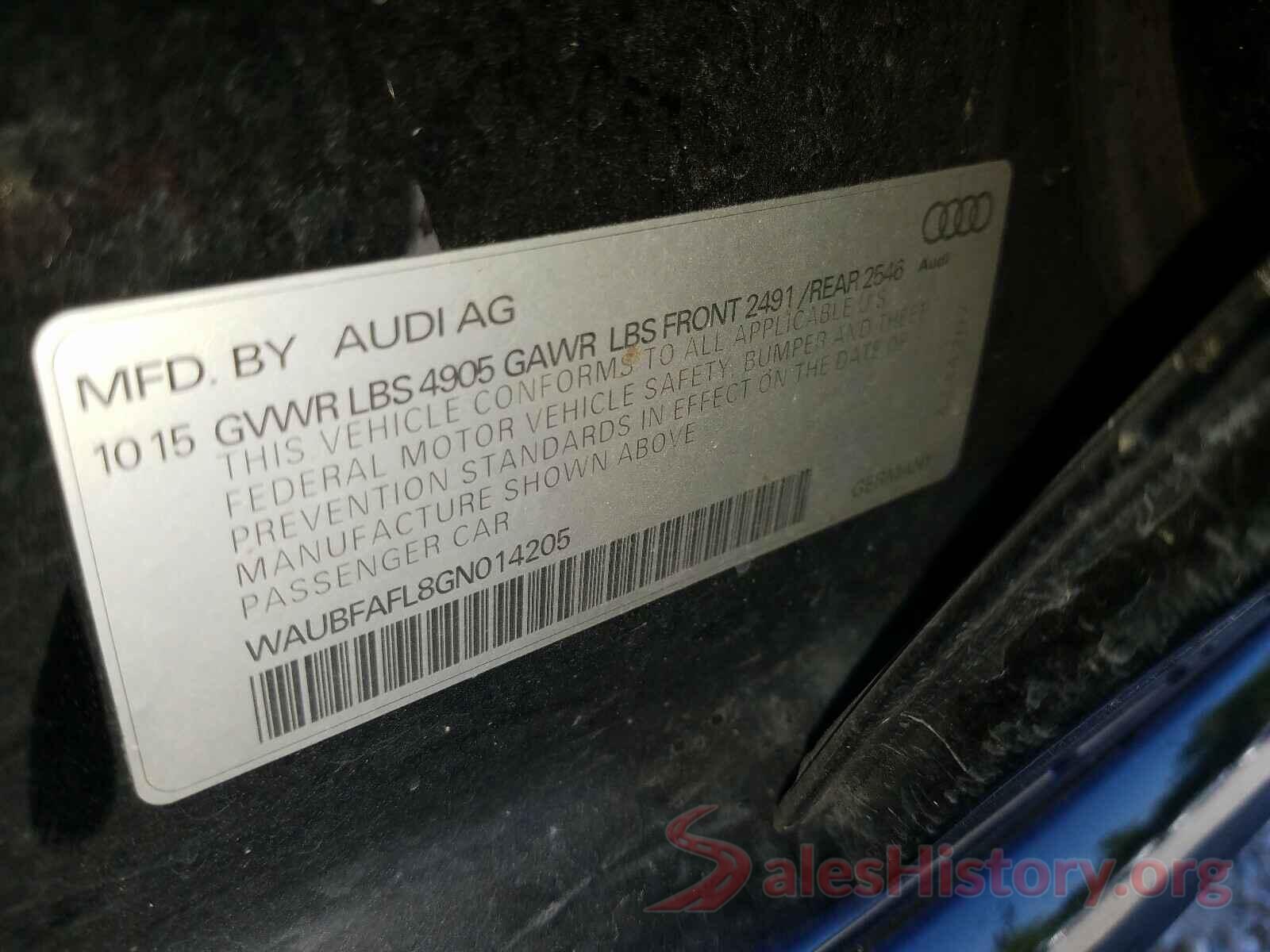 WAUBFAFL8GN014205 2016 AUDI A4