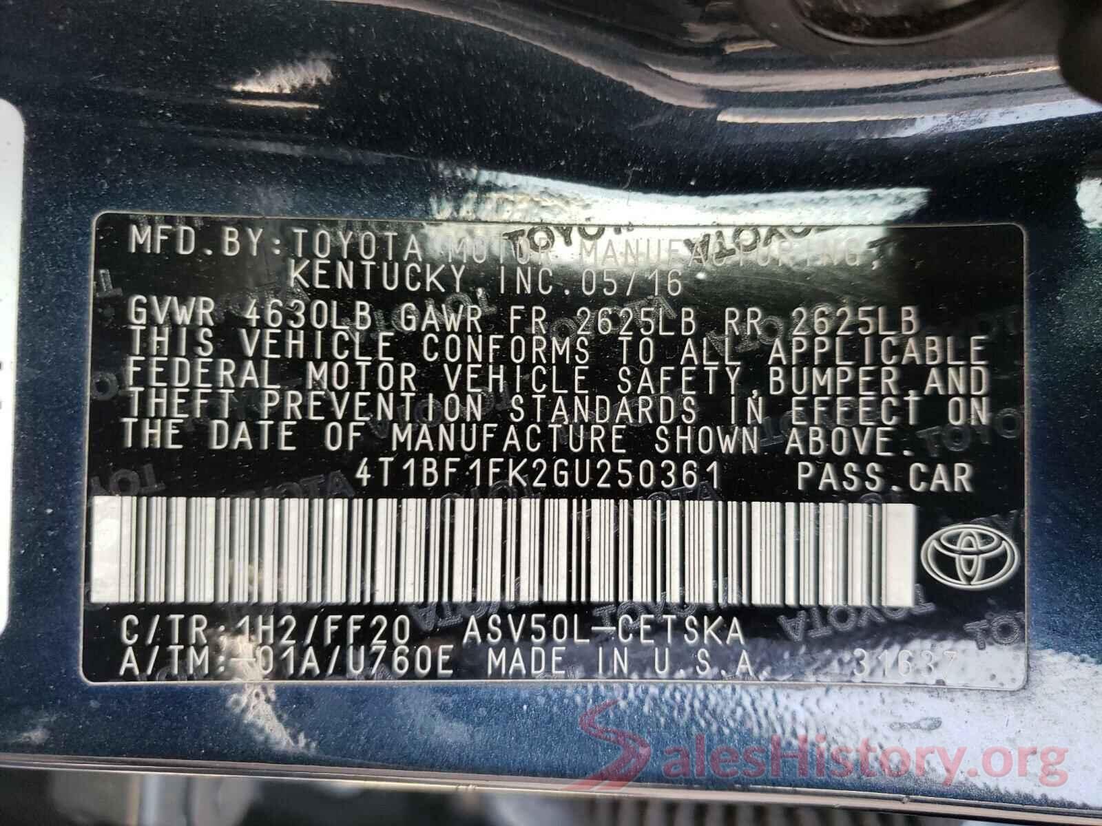 4T1BF1FK2GU250361 2016 TOYOTA CAMRY