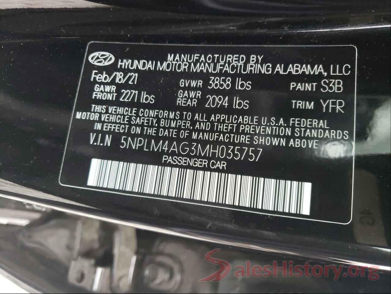 5NPLM4AG3MH035757 2021 HYUNDAI ELANTRA