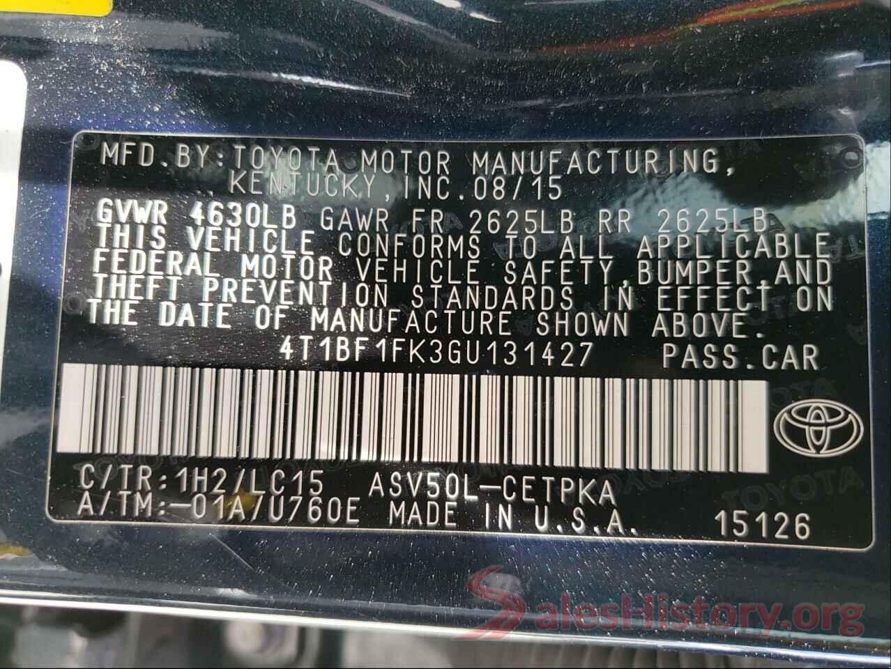 4T1BF1FK3GU131427 2016 TOYOTA CAMRY