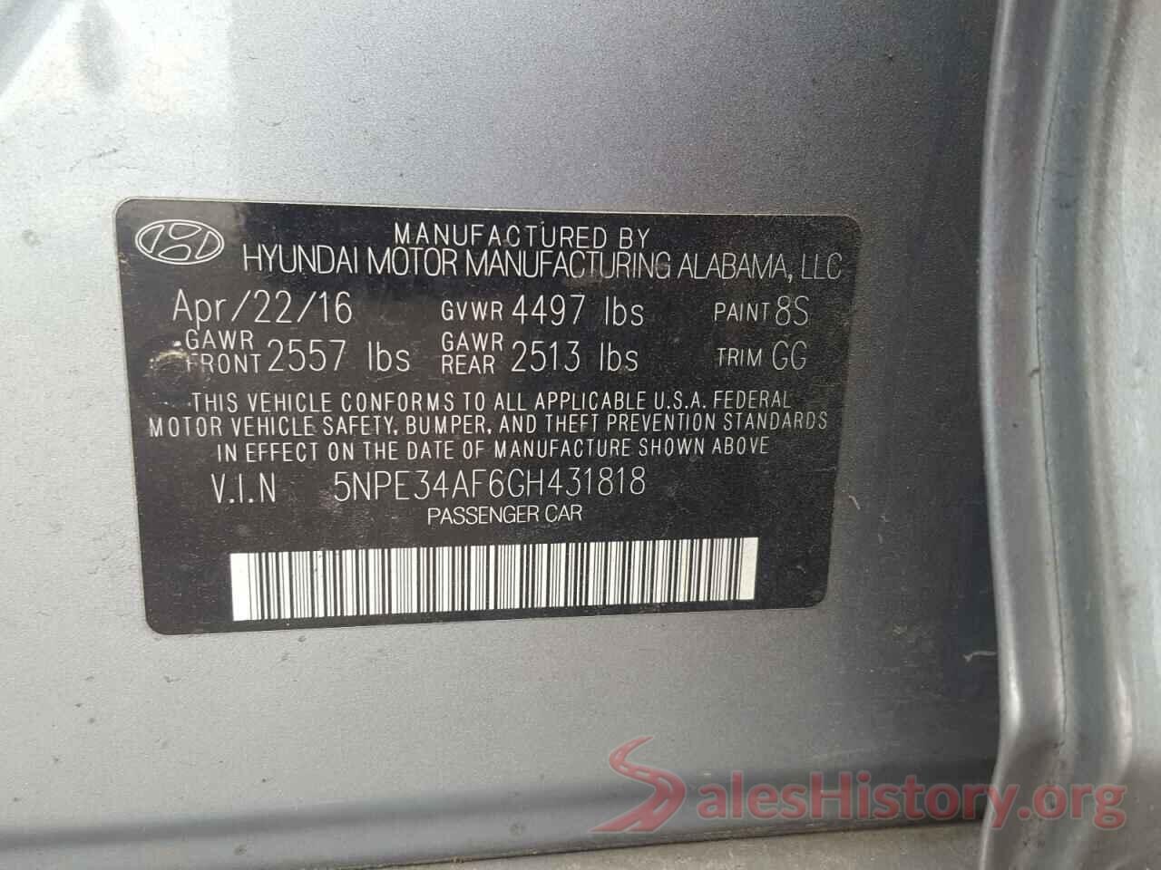 5NPE34AF6GH431818 2016 HYUNDAI SONATA