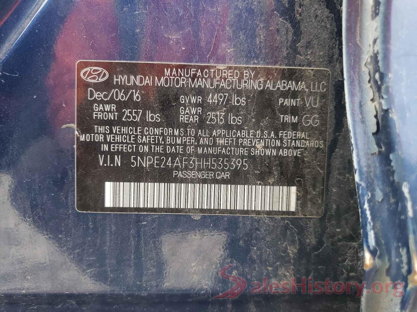 5NPE24AF3HH535395 2017 HYUNDAI SONATA