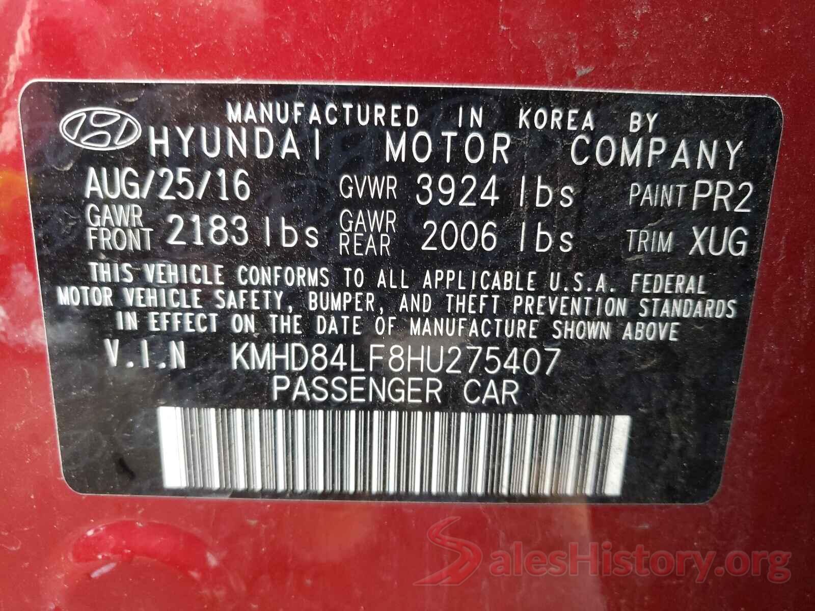 KMHD84LF8HU275407 2017 HYUNDAI ELANTRA