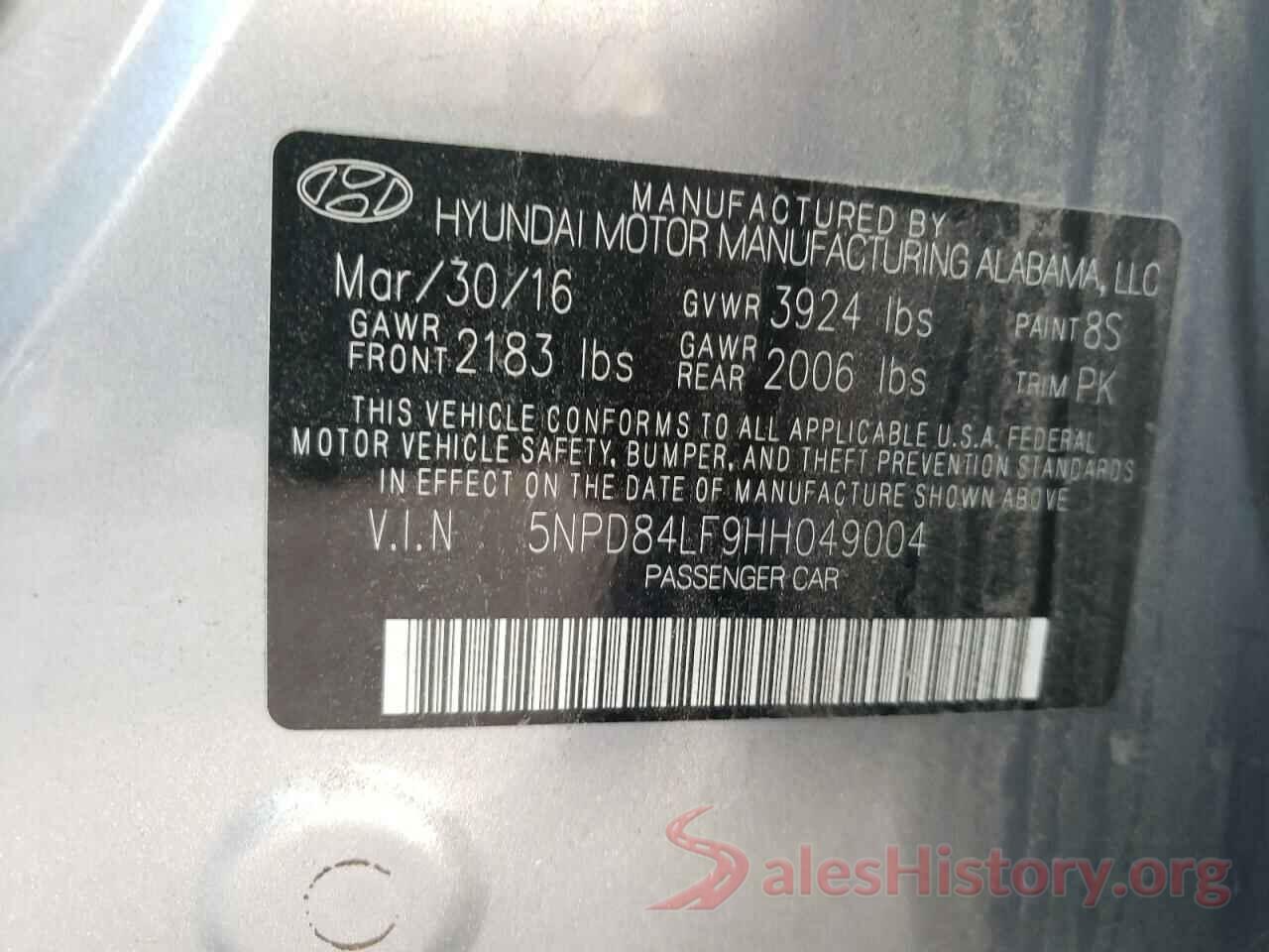 5NPD84LF9HH049004 2017 HYUNDAI ELANTRA