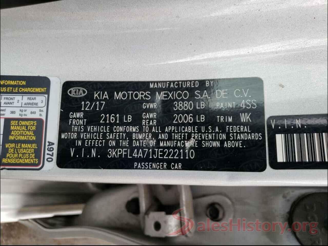 3KPFL4A71JE222110 2018 KIA FORTE