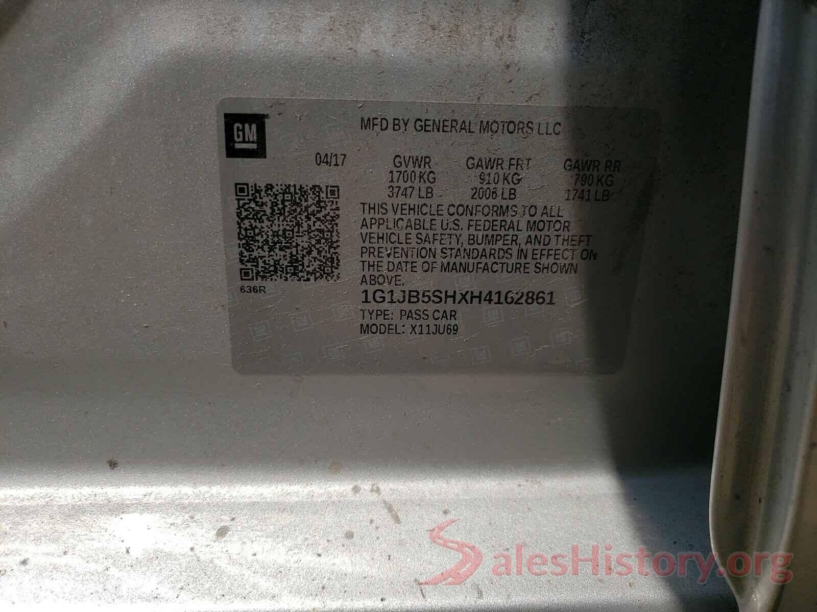 1G1JB5SHXH4162861 2017 CHEVROLET SONIC