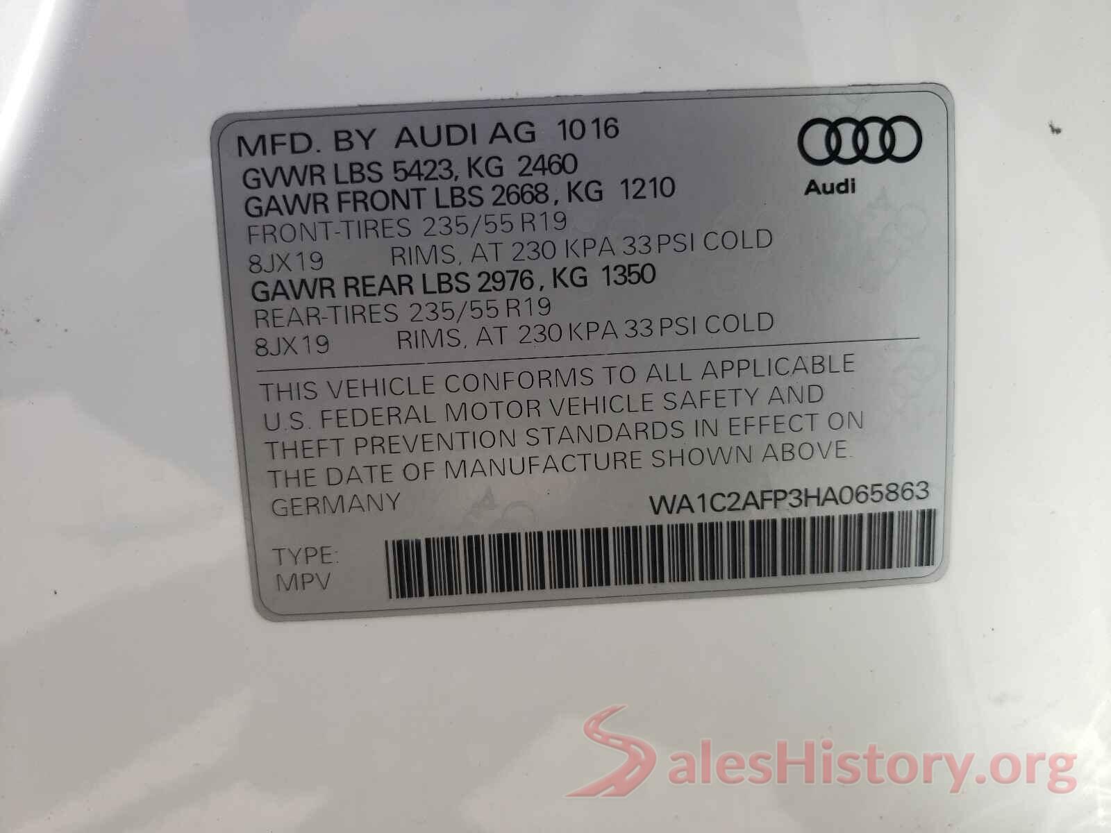 WA1C2AFP3HA065863 2017 AUDI Q5