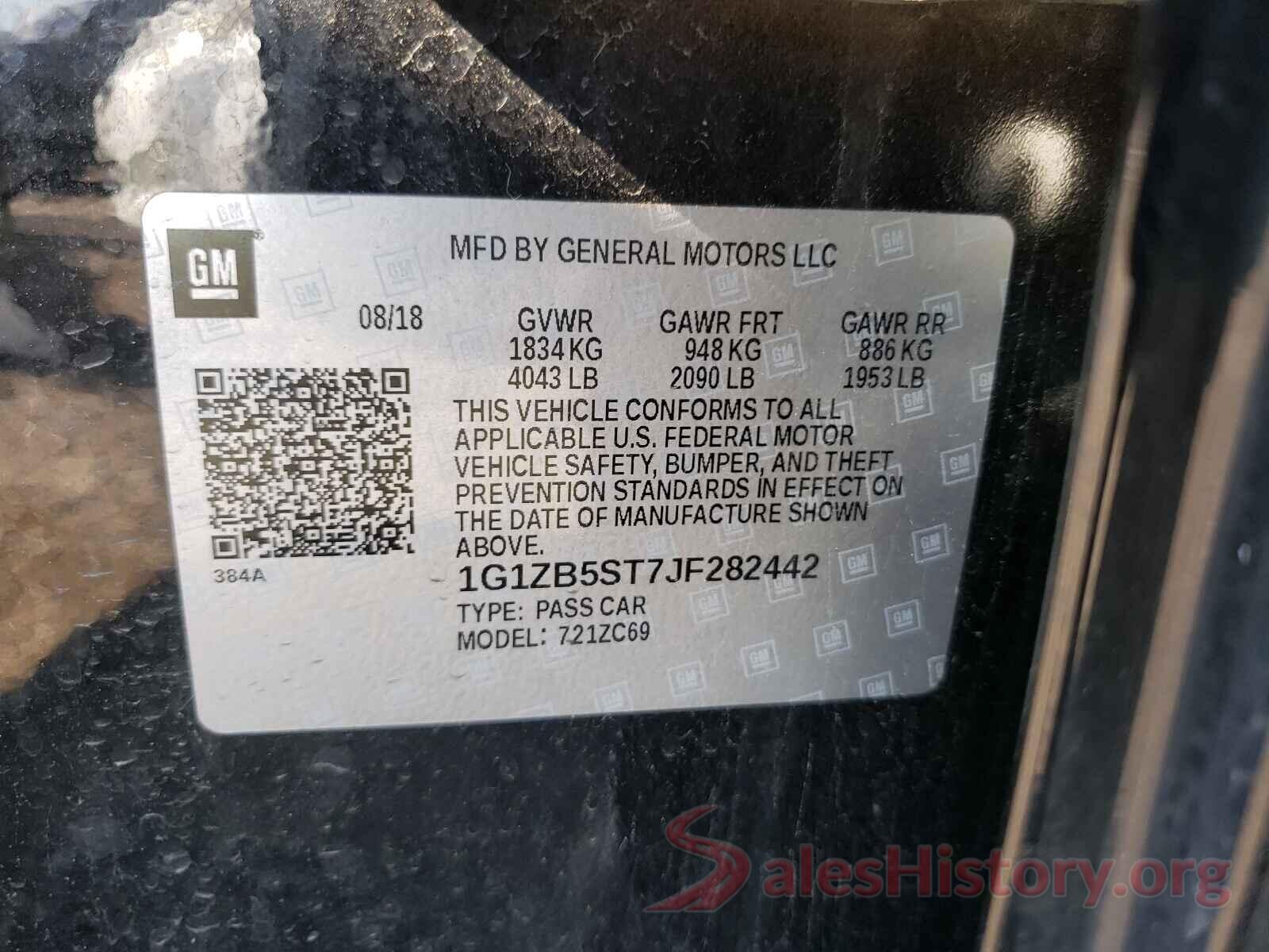 1G1ZB5ST7JF282442 2018 CHEVROLET MALIBU