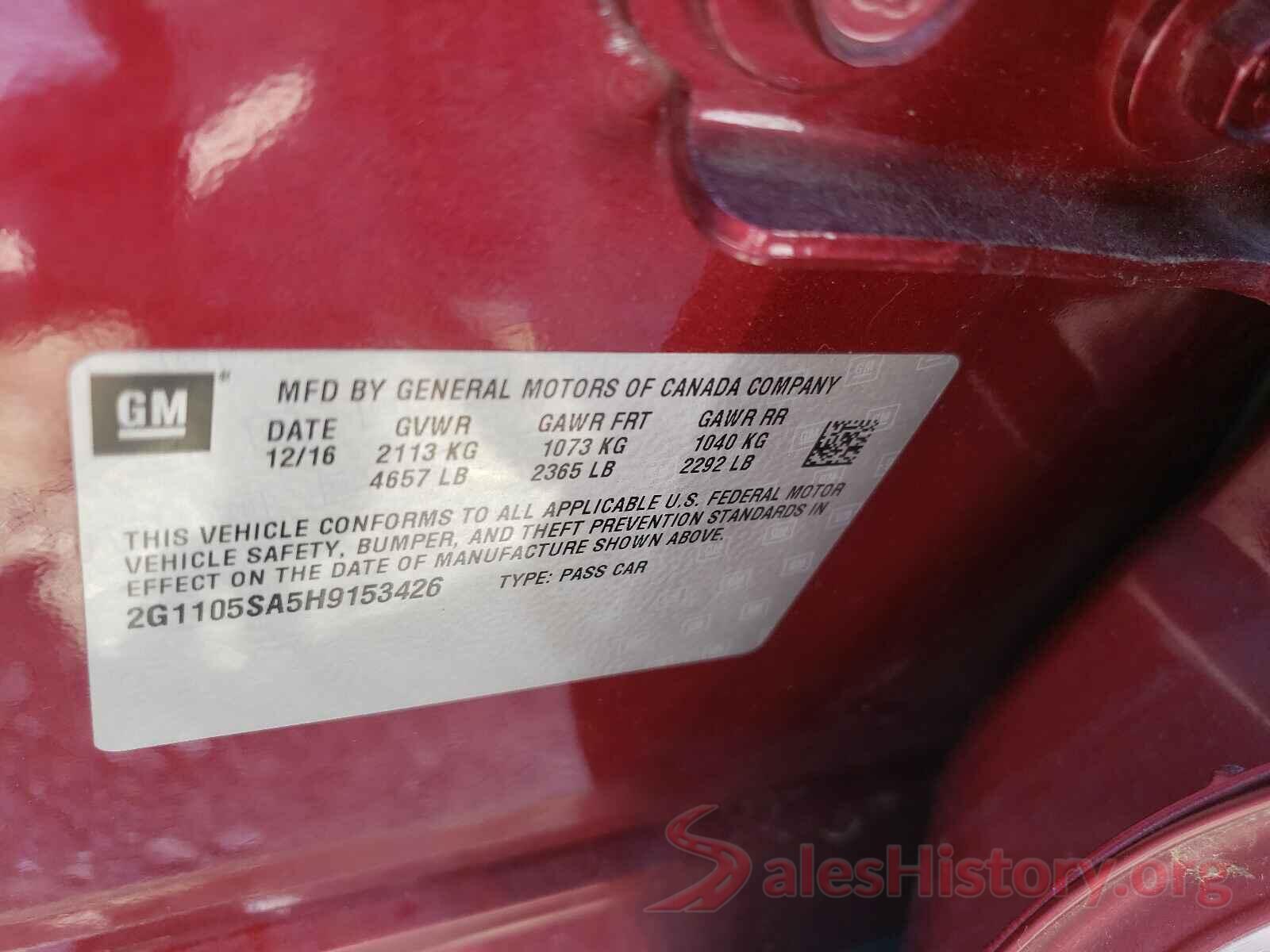 2G1105SA5H9153426 2017 CHEVROLET IMPALA