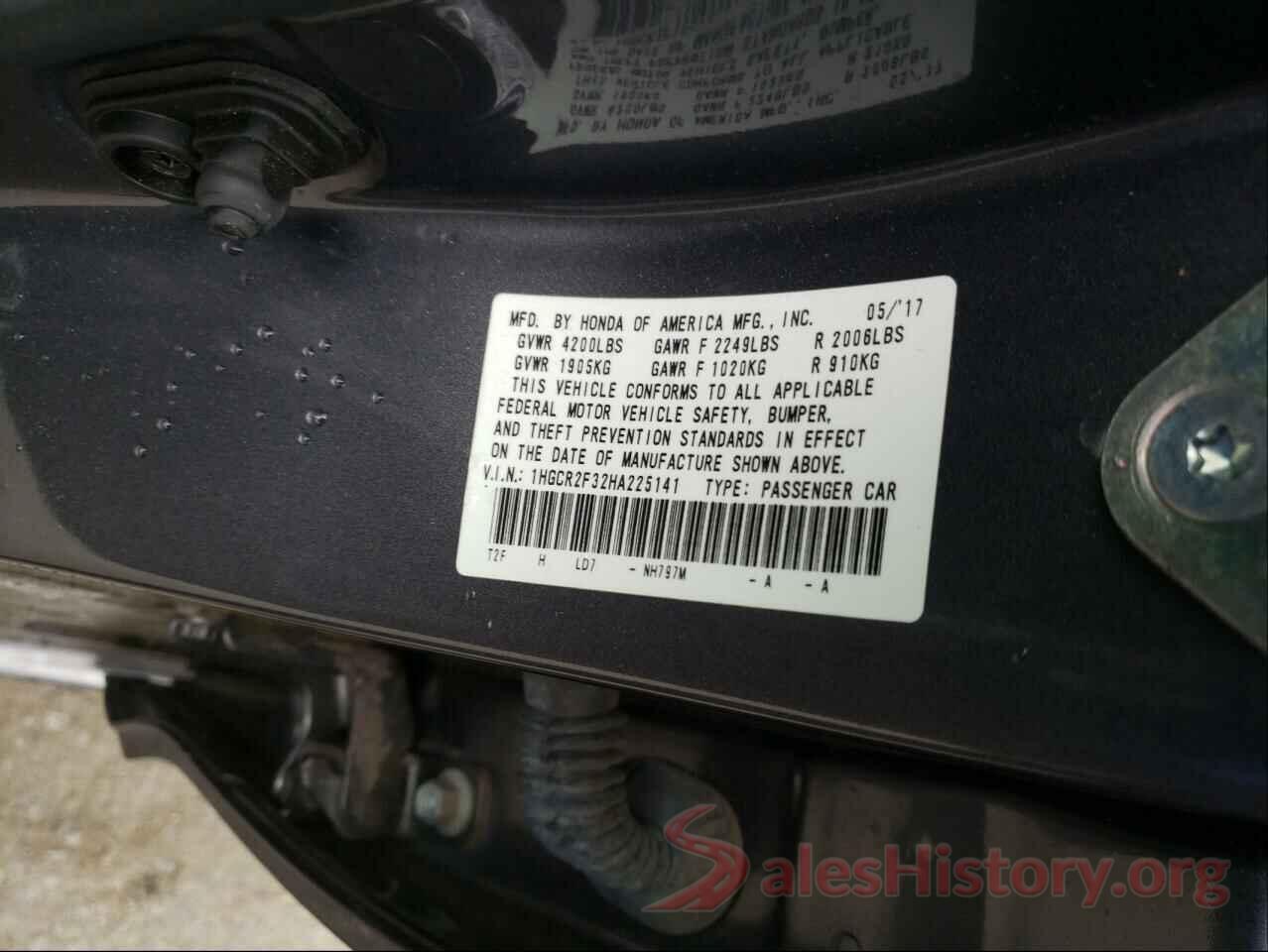 1HGCR2F32HA225141 2017 HONDA ACCORD