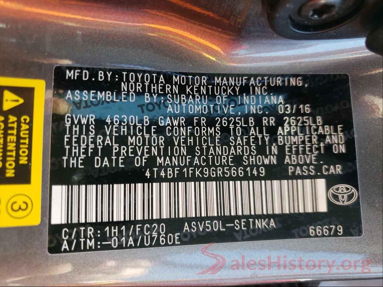 4T4BF1FK9GR566149 2016 TOYOTA CAMRY