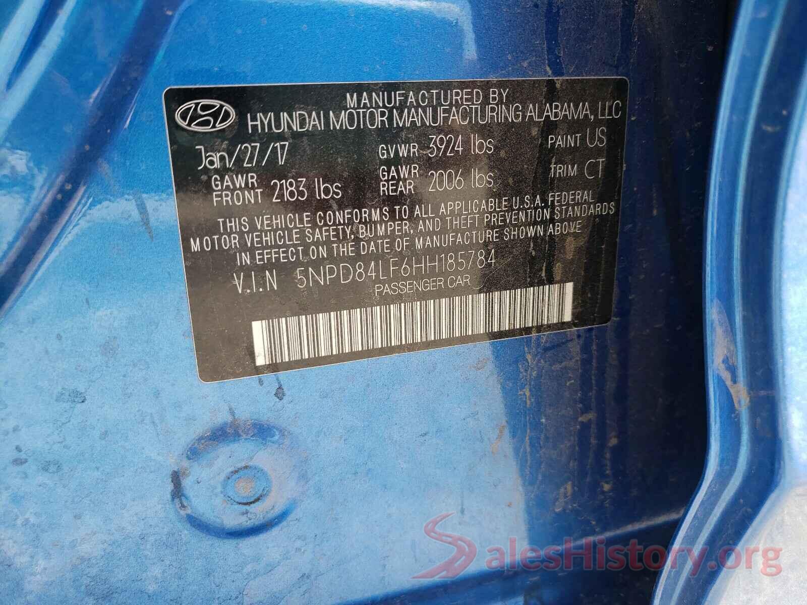 5NPD84LF6HH185784 2017 HYUNDAI ELANTRA