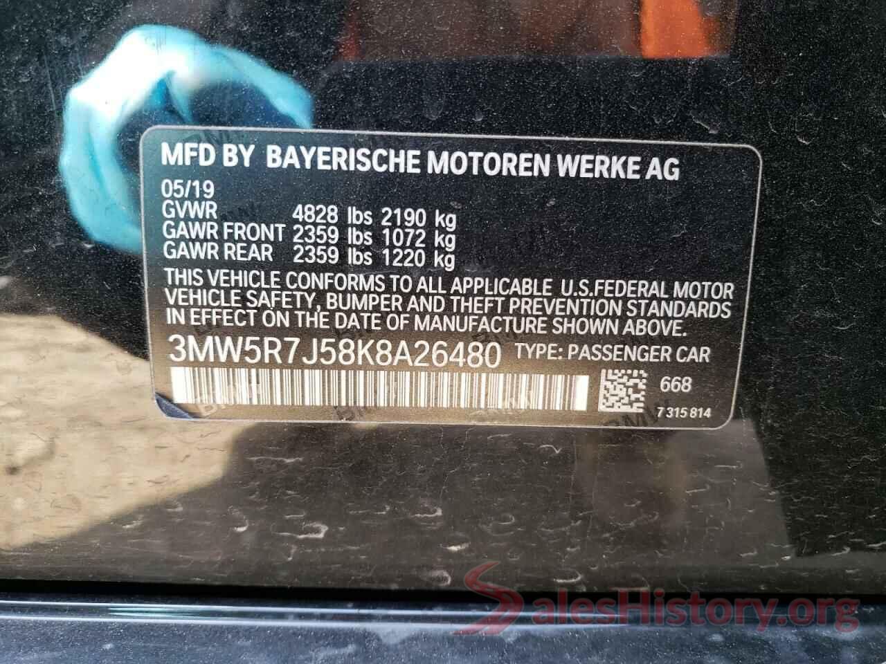 3MW5R7J58K8A26480 2019 BMW 3 SERIES