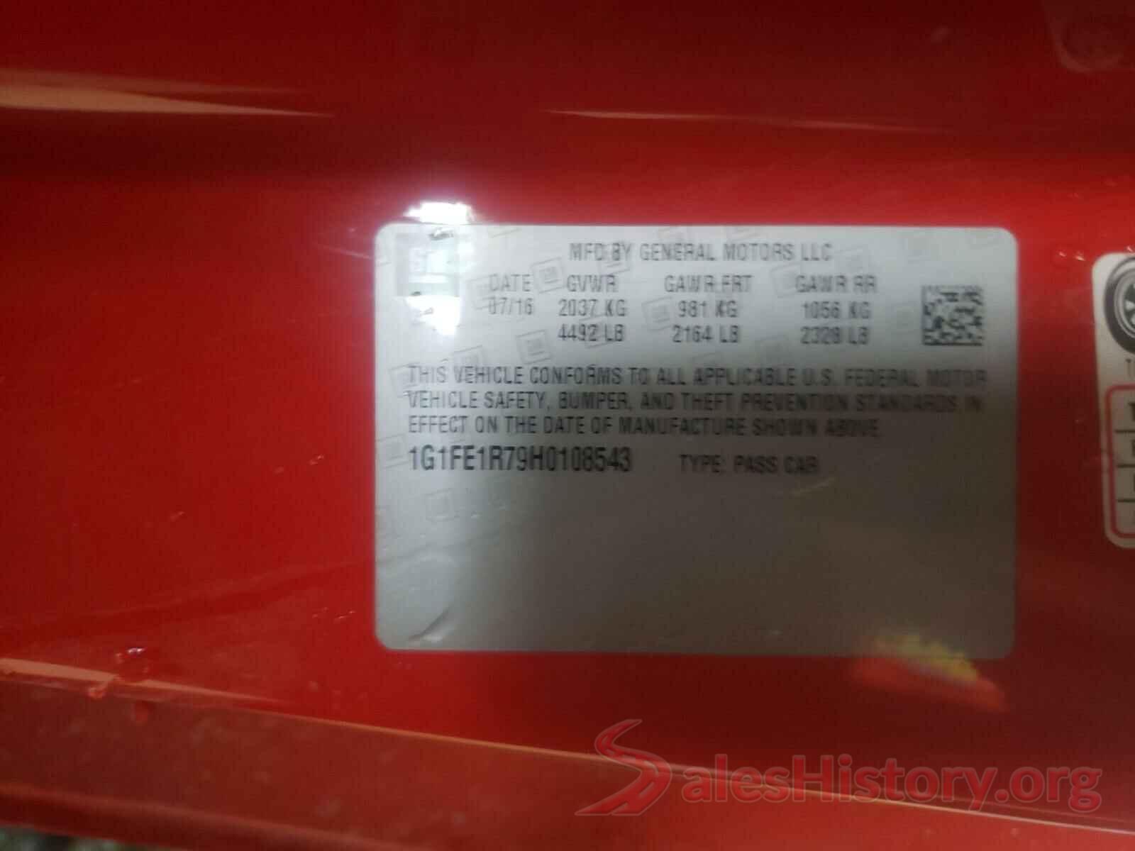 1G1FE1R79H0108543 2017 CHEVROLET CAMARO