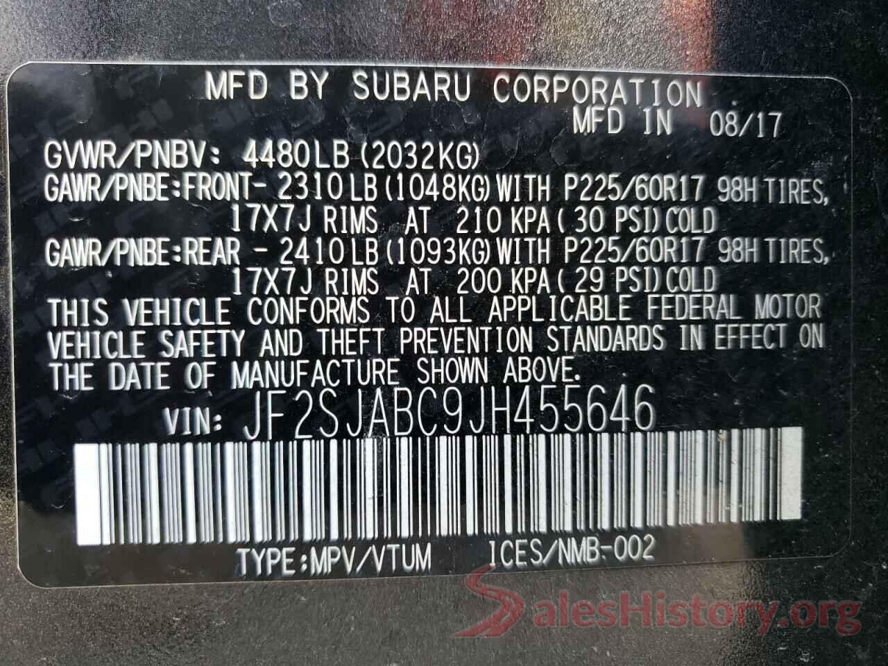 JF2SJABC9JH455646 2018 SUBARU FORESTER