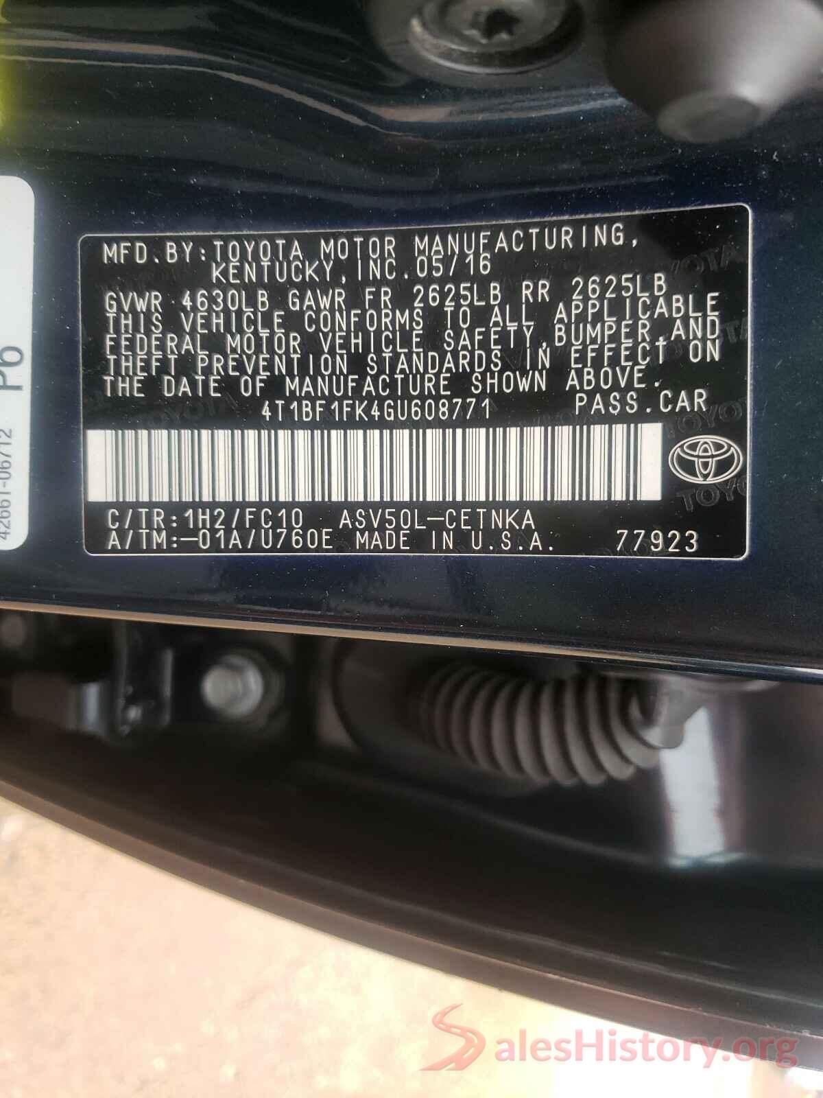 4T1BF1FK4GU608771 2016 TOYOTA CAMRY