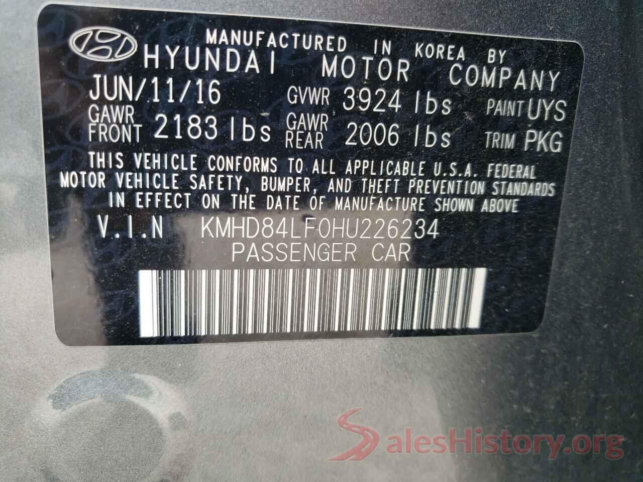 KMHD84LF0HU226234 2017 HYUNDAI ELANTRA