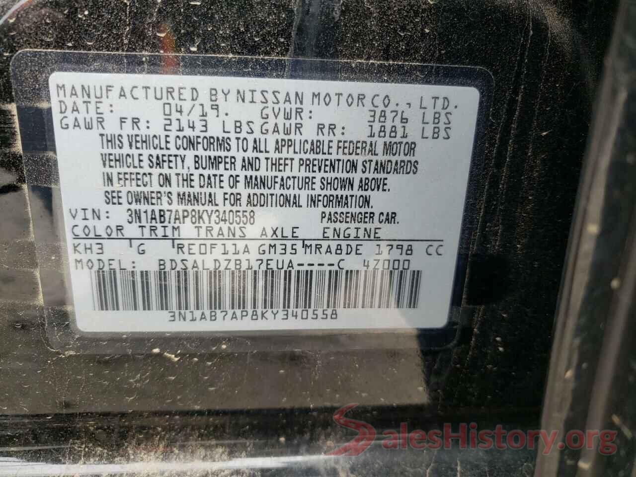 3N1AB7AP8KY340558 2019 NISSAN SENTRA