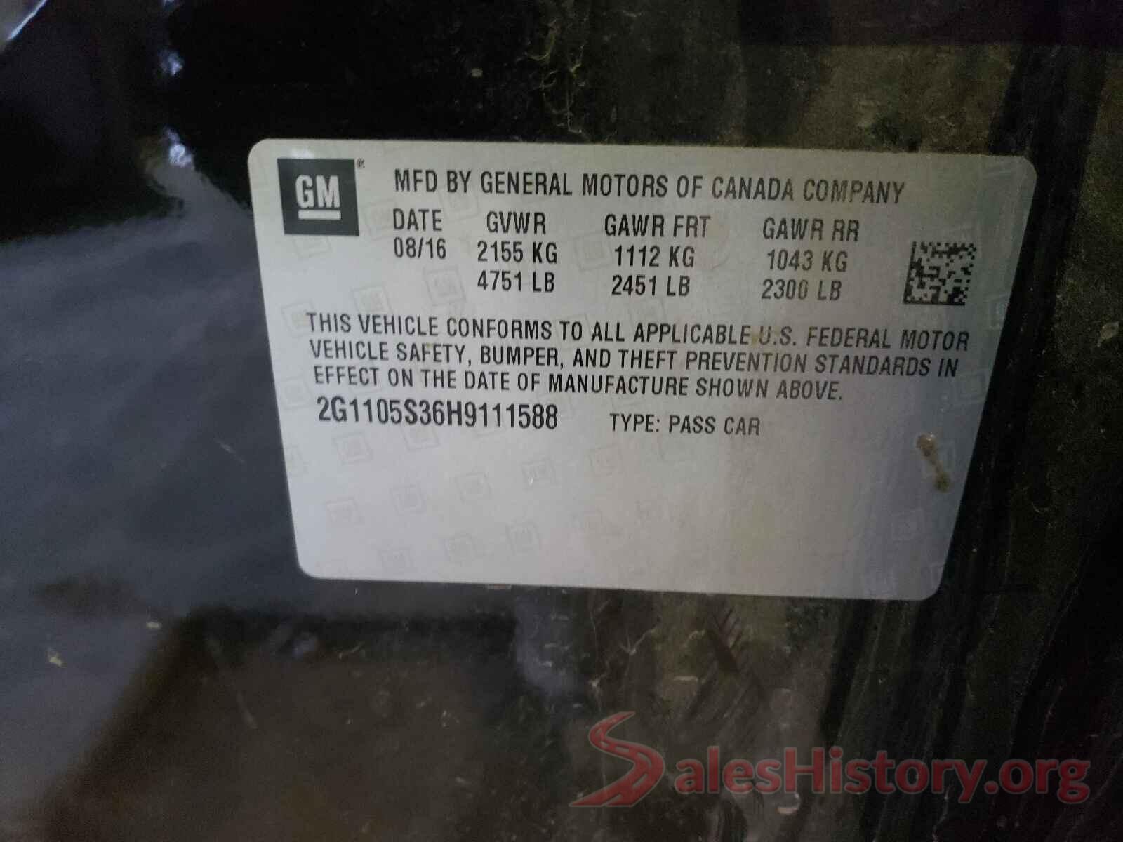 2G1105S36H9111588 2017 CHEVROLET IMPALA