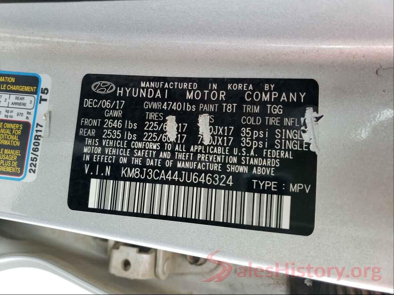 KM8J3CA44JU646324 2018 HYUNDAI TUCSON