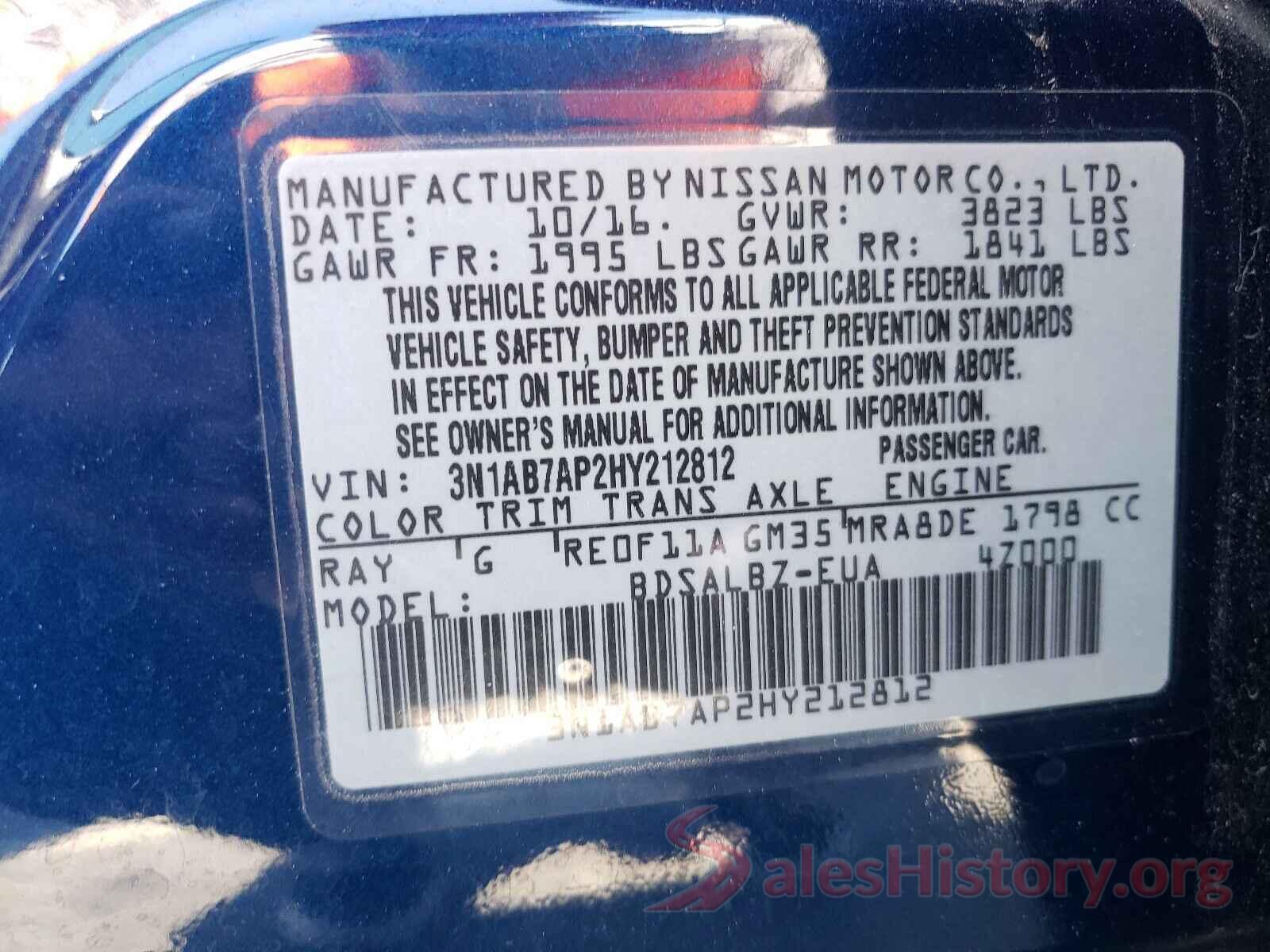 3N1AB7AP2HY212812 2017 NISSAN SENTRA