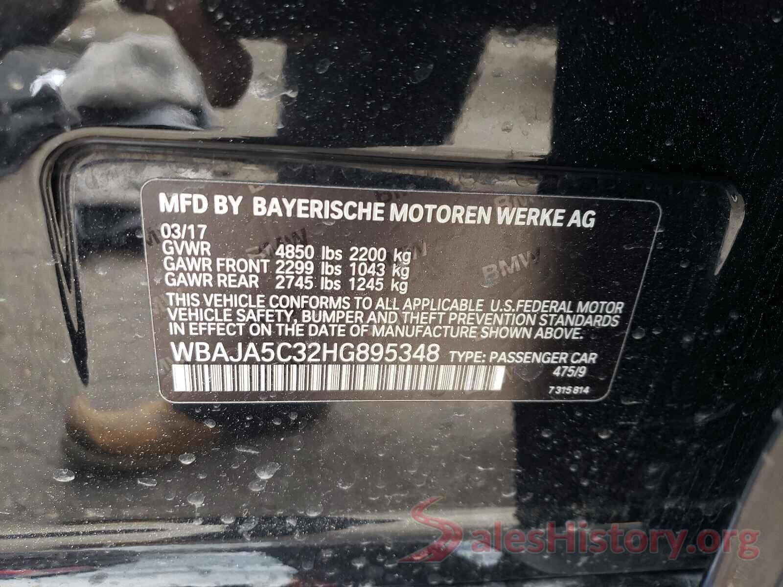 WBAJA5C32HG895348 2017 BMW 5 SERIES